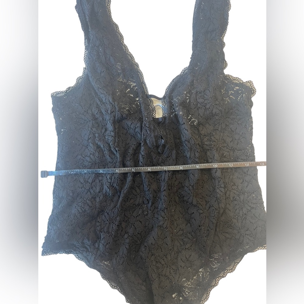 Free People Mason Thong Lace Bodysuit Top Black Size Medium - Picture 10 of 11